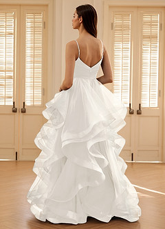 Carmencita White A-line Ruffles Prom Dress image8