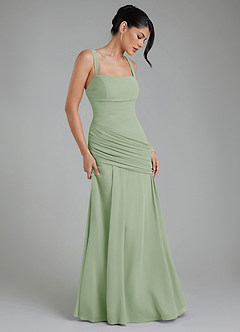 Azazie Toya At-home Try On Dresses Dusty Sage Mermaid Corset Chiffon Dress image5