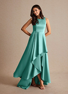 Azazie Niles Mère de la mariée Robes Robe Trapèze en Satin extensible Traînes Aqua image7