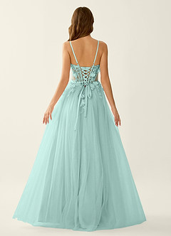 Eulalie Teal 3D Flowers Corset Lace Up Back Prom Dress image2
