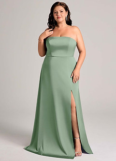 Azazie Wren Bridesmaid Dresses Matcha A-Line Strapless Stretch Satin Convertible Dress image10