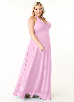 Azazie Tessie Jurken voor bruidsmeisjes Jurk van Chiffon met A-Lijn V-hals geplooid Snoep Roze image8