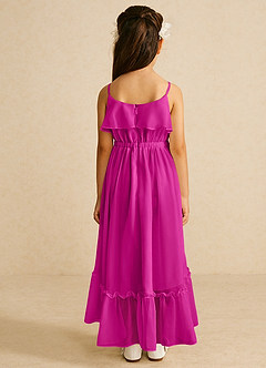 Azazie Karmen Flower Girl Dresses Fuchsia A-Line Ruched Chiffon Dress image3