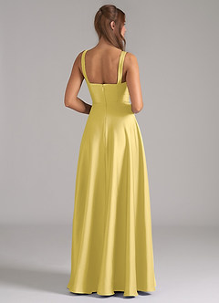Azazie Shaude Bridesmaid Dresses Canary A-Line Pleated Stretch Satin Dress image6