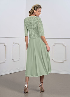 Azazie Myka  Final Sale A-Line Lace Mesh Tea-Length Dress image2