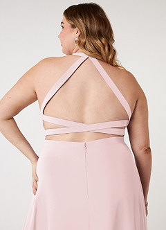 Azazie Clarice Bridesmaid Dresses Blushing Pink A-Line Halter Chiffon Dress image10