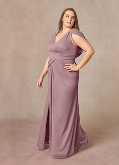 Azazie Luisa Abiti per la Madre della Sposa Abito Sirena in Maglia con Scollo a V a Pieghe Rosa Polverosa image10