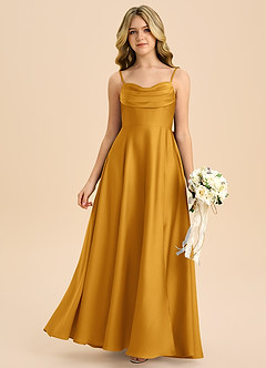 Azazie Bear Junior Butterscotch A-Line Sweetheart Neckline Stretch Satin Dress image3