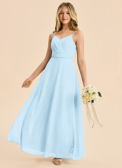 Azazie Tenzly Junior Sky Blue A-Line Pleated Chiffon Dress image6