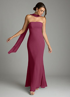 Azazie Saylor Bridesmaid Dresses Mulberry Mermaid Strapless Chiffon Dress image7