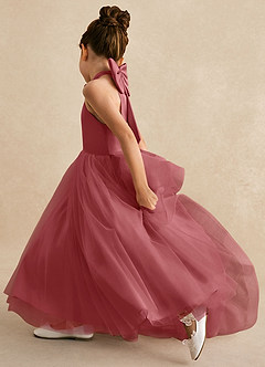 Azazie Bev Flower Girl Dresses Antique Rose A-Line Convertible Tulle Dress image7