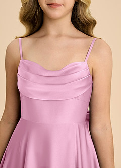 Azazie Bear Junior Candy Pink A-Line Sweetheart Neckline Stretch Satin Dress image8