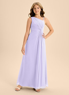 Azazie Brooke Junior Abito A-Line in Chiffon Spacco Laterale Lilla image4