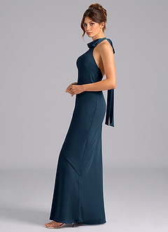 Azazie Velli Bridesmaid Dresses Dark Navy Mermaid High Neck Chiffon Dress image5
