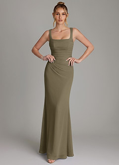 Azazie Agustina Bridesmaid Dresses Willow Green Mermaid Corset Chiffon Dress image3