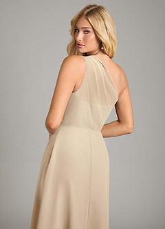 Azazie Phaedra Bridesmaid Dresses Champagne A-Line One Shoulder Chiffon Dress image6