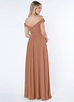 Azazie Audrianna Robes de demoiselle d'honneur Robe Trapèze Convertible en Mousseline de soie Schulterfrei gerafft Bronze image4