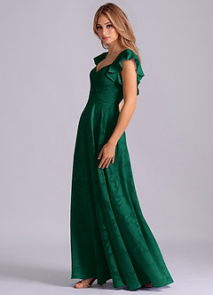 Azazie Leilani Bridesmaid Dresses Emerald A-Line Sweetheart Neckline Floral Burnout Dress image5