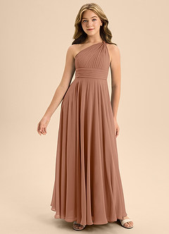 Azazie Charlize Junior Bronzer A-Line Pleated Chiffon Dress image3