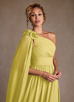 Azazie Lancaster Mère de la mariée Robes Robe Trapèze en Mousseline de soie Une épaule Canari image4