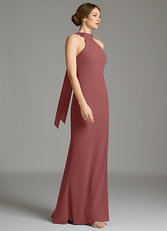 Azazie Cairo Vestidos de damas de honor Vestido de Amatista de Gasa de Corte Sirena con Plisado image5