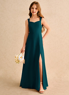 Azazie Makani Girls Formal Flower Girl Dresses Pine A-Line Sweetheart Neckline Chiffon Dress image5