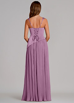 Azazie Stephanie Bridesmaid Dresses Wisteria A-Line Pleated Stretch Satin Dress image5