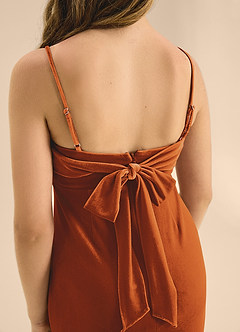 Azazie Mai Junior Burnt Orange A-Line Sweetheart Neckline Velvet Dress image8