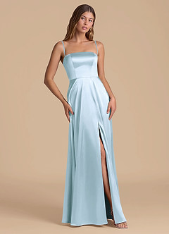 Azazie Wren 신부 들러리 드레스 A라인 스트랩리스 메탈릭 새틴 바닥 길이 드레스 image5