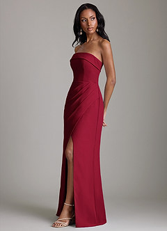 Azazie Aretha Bridesmaid Dresses Burgundy A-Line Strapless Chiffon Dress image6