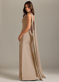 Azazie Kinsley Bridesmaid Dresses Taupe Mermaid Side Slit Stretch Satin Dress image6
