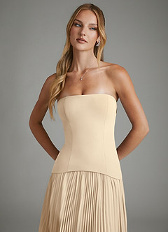 Azazie Alex Bridesmaid Dresses Champagne A-Line Corset Chiffon Dress image8