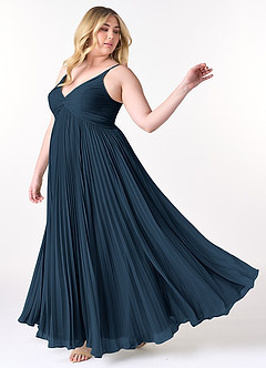 Azazie Raychelle Bridesmaid Dresses Dark Navy A-Line V-Neck Chiffon Dress image10