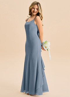 Azazie Lioren Junior Syrena Ukłon Szyfon Długość podłogi Młodsza druhna Sukienka image2