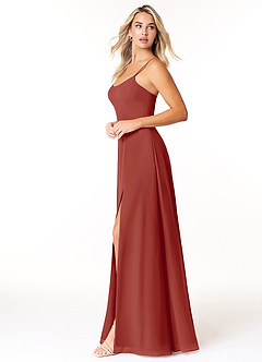 Azazie Moira Bridesmaid Dresses Terracotta A-Line Scoop Chiffon Dress image3