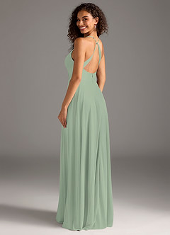 Azazie Davis Final Sale Agave A-Line Pleated Mesh Dress image3