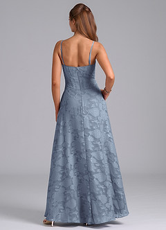 Azazie Stasy Jurken voor bruidsmeisjes Jurk van Bloemen Burn-out met A-Lijn Sweetheart Halslijn Stoffig Blauw image2