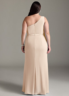 Azazie Liza Bridesmaid Dresses White Alabaster Mermaid One Shoulder Chiffon Dress image7