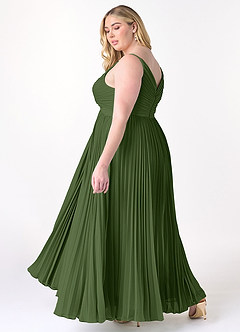 Azazie Raychelle Bridesmaid Dresses Olive A-Line V-Neck Chiffon Dress image10
