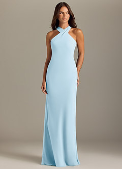 Azazie Doretta Bridesmaid Dresses Sky Blue Mermaid Pleated Chiffon Dress image1