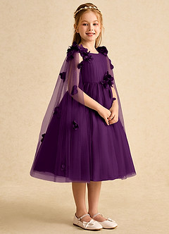Azazie Staria Flower Girl Dresses Grape Ball-Gown Ruched Tulle Dress image8