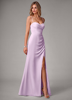 Azazie Haisley Bridesmaid Dresses Frosted Lilac Sheath Off the Shoulder Chiffon Convertible Dress image6