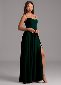 Azazie Elle Bridesmaid Dresses Emerald A-Line with Pockets Velvet Dress image7