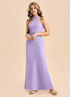 Azazie Doretta Junior Robe Fourreau en Mousseline de soie Plissée Lilas image5