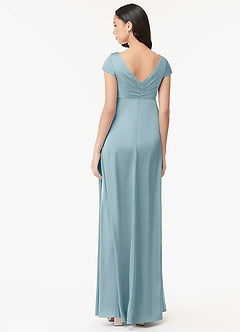Azazie Allessia Maternity Bridesmaid Dresses A-Line Pleated Stretch Satin Floor-Length Dress image2