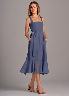 Azazie Deb Bridesmaid Dresses Stormy A-Line with Pockets Chiffon Convertible Dress image3