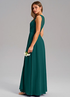 Azazie Phaedra Bridesmaid Dresses Peacock A-Line One Shoulder Chiffon Dress image6