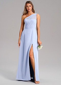 Azazie Phaedra Bridesmaid Dresses Ice A-Line One Shoulder Chiffon Dress image3