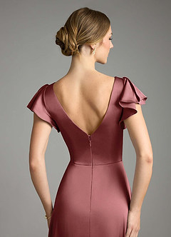 Azazie Omari Bridesmaid Dresses Amethyst A-Line Stretch Satin Dress image7