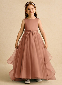 Azazie Lior Robe Demoiselle D'honneur Fillette Robe Princesse en Tulle Plissée Bronze image2